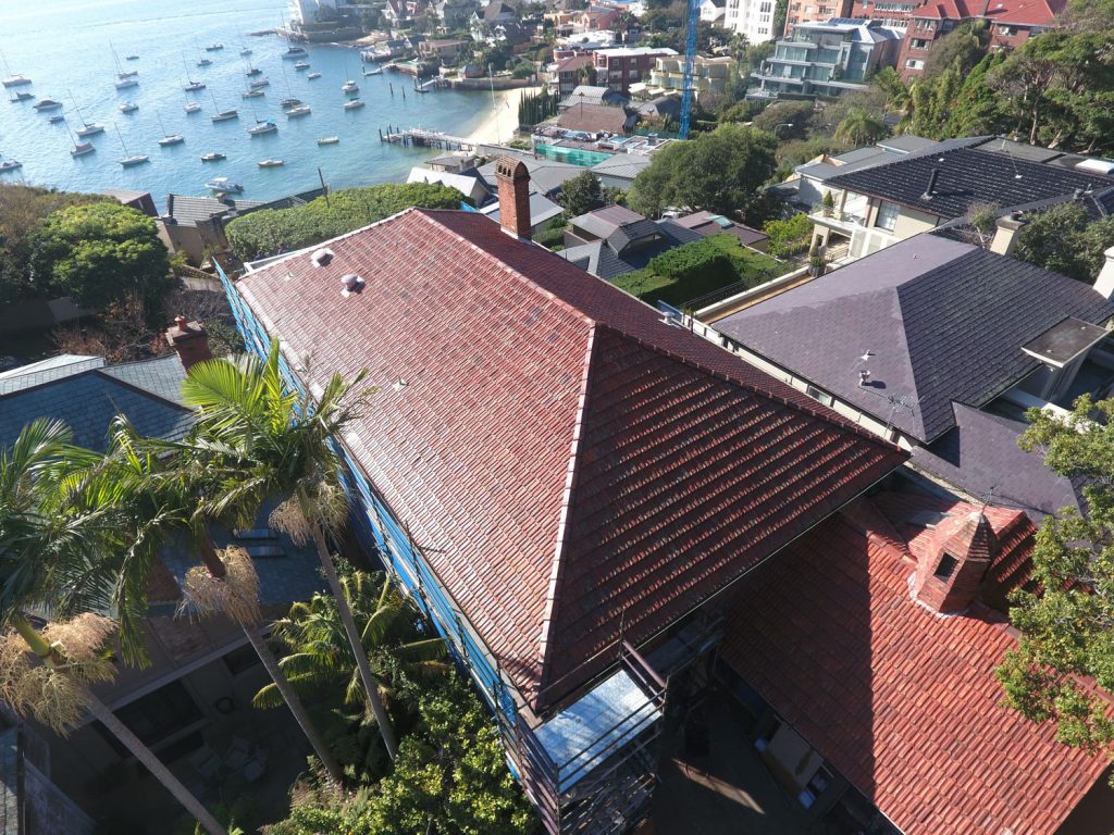 Original Terracotta roof before installation of Koramic clay roof tiles